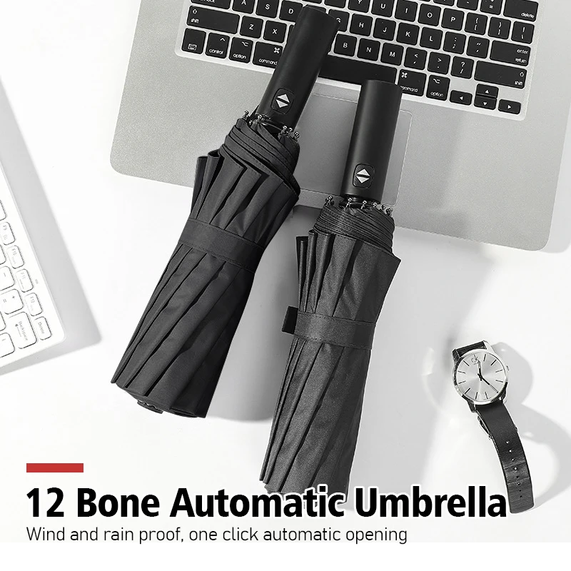 Car Logo Umbrella For Skoda 12 Bone Car Automatic Folding Umbrella Sunshade Accessories Rapid MK3 Derivative VisionS Yeti Scala Enyaq-iV