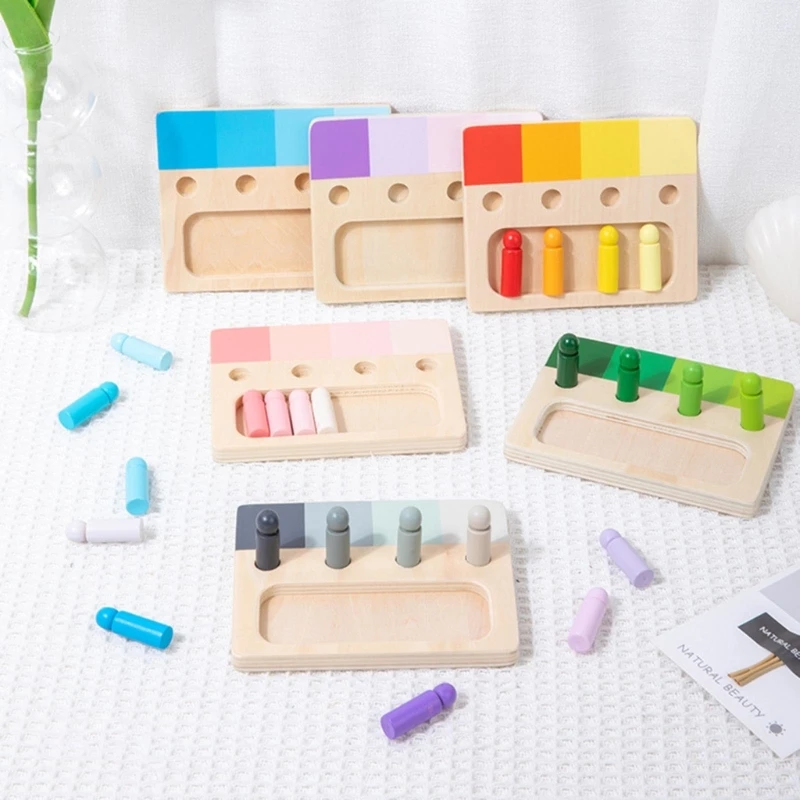 

Wooden Montessori Toy Color Sense System Training Wood Insert Board 24 Color Children's Color Cognitive Matching Educational Toy