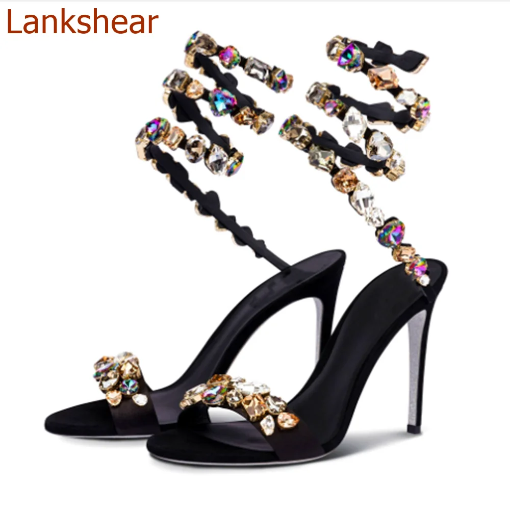 

Pointed Toe Winding Women Sandals Thick Heel Solid Fashion Casual Comfortable Slip On Solid Party Women Shoes 2024 New Arrivals