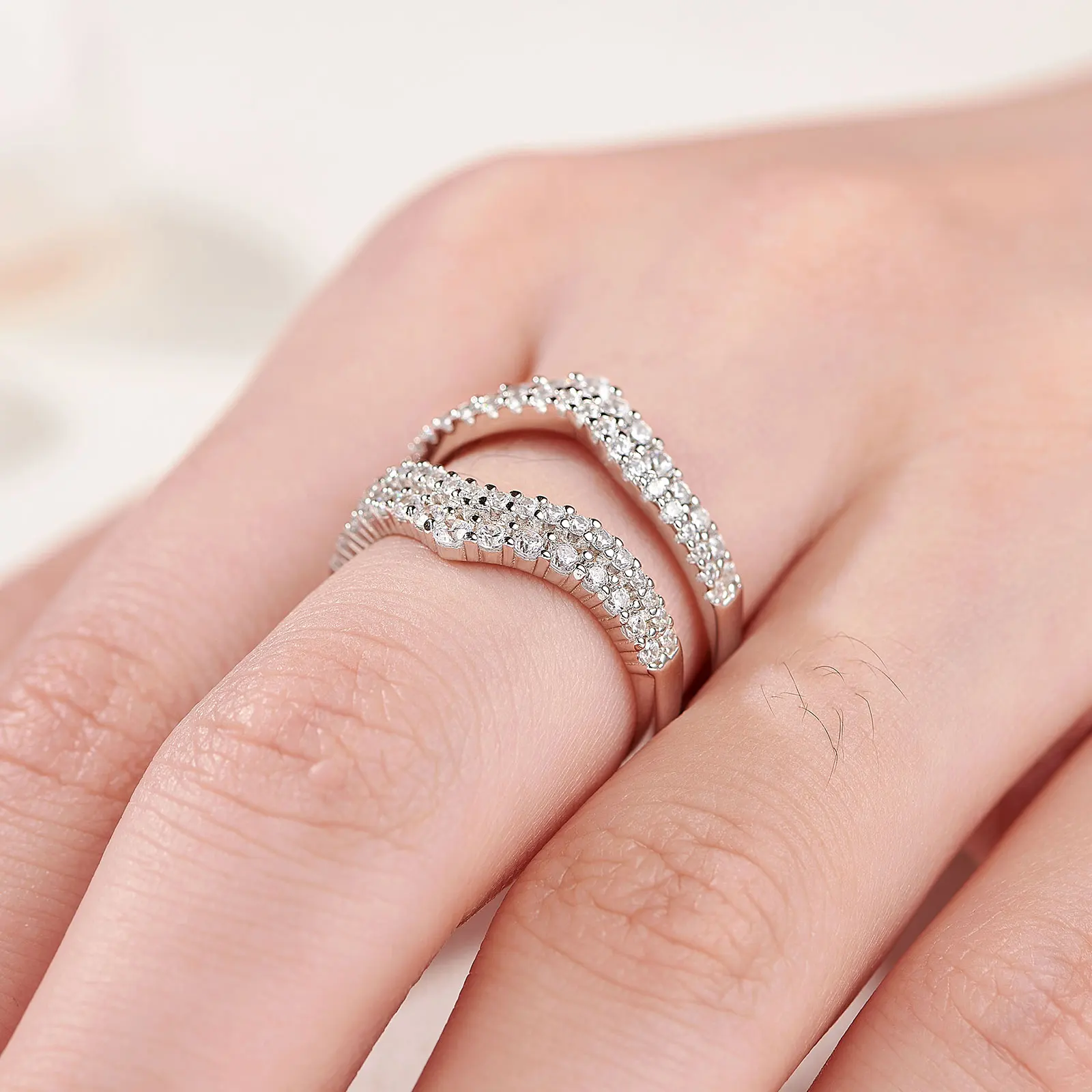 925 Sterling Silver Double Curved Wish Ring Enhancer for Her