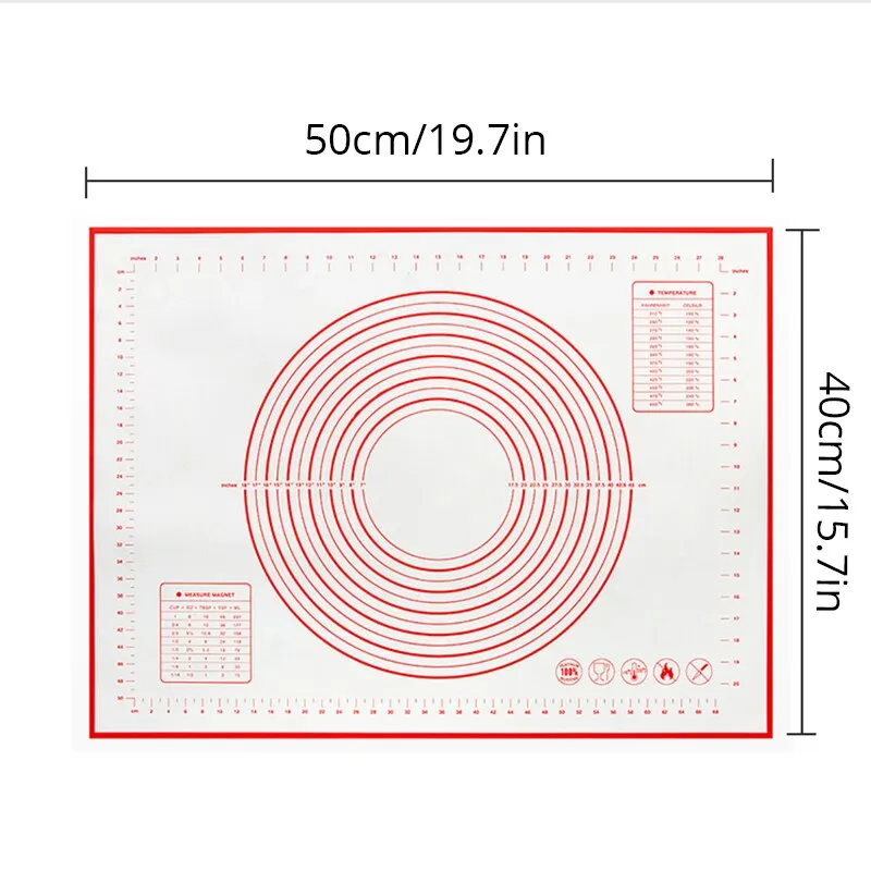 40X50CM Kneading Dough Mat Silicone Baking Mat Pizza Cake Dough Maker Kitchen Cooking Grill Gadgets Bakeware 1Pc