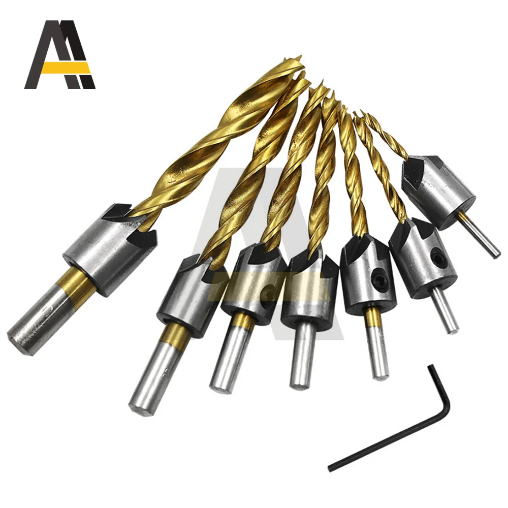 3 10mm titanium coating countersink drill bit set with hex key screw