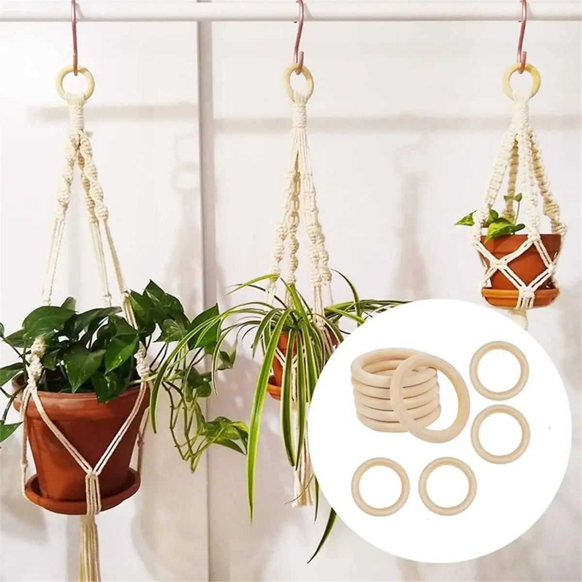 A10R 미완성 나무 링, 공예용 75mm 천연 원목 링, DIY 마크라메 및 쥬얼리용 20개