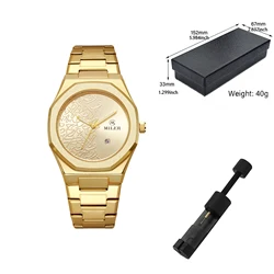 Luxury Gold Men's Stainless Steel Watch - High - Quality Creative Design with Date Function (Gold)