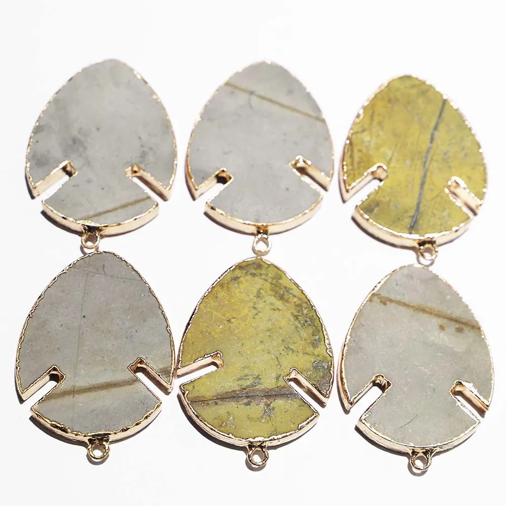 Natural Semi Precious Stone Arow Necklaces Pendants Gold Plated Eedge Ruggedly Fashion Charms Jewelry Accessories Wholesale 6Pcs