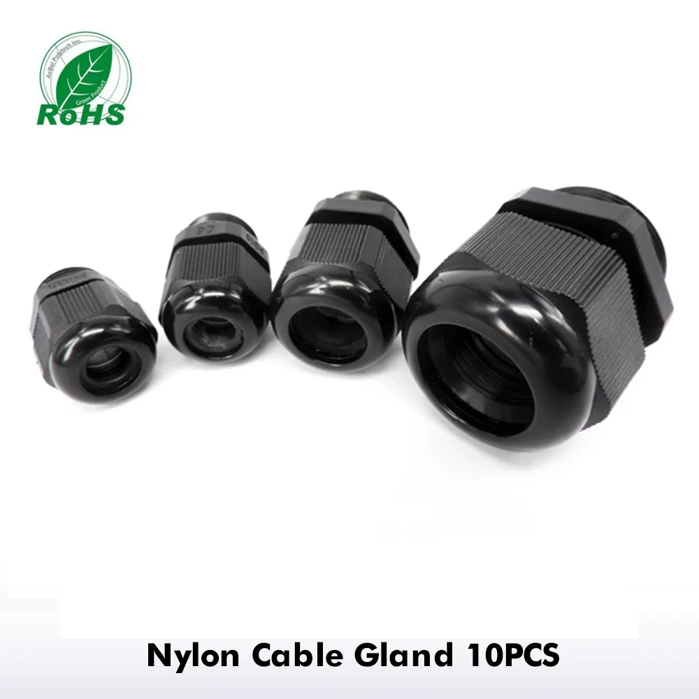 10Pcs Cable Strain Relief Cord Grip Cable Glands Adjustable IP68 For 3-18mm Plastic Black White PG7PG9PG11PG13.5PG16 PG21