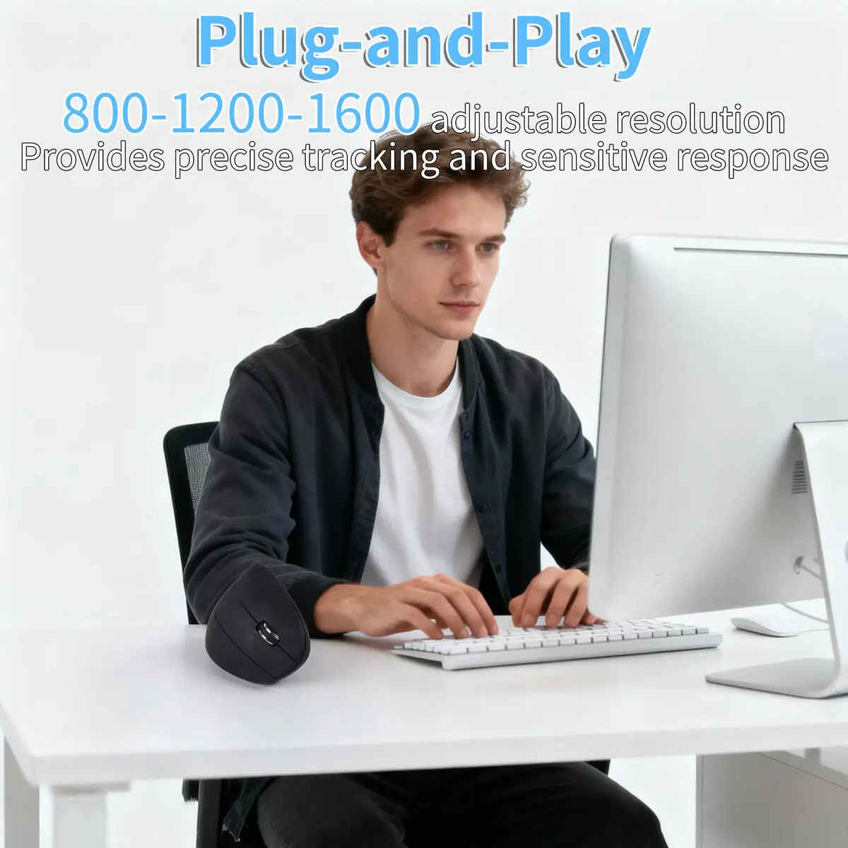 뜨거운 판매 수직 인체공학적 USB Type-C 듀얼 인터페이스 무선 마우스 음소거 클릭 PC 노트북용 휴대용 플러그 앤 플레이 마우스