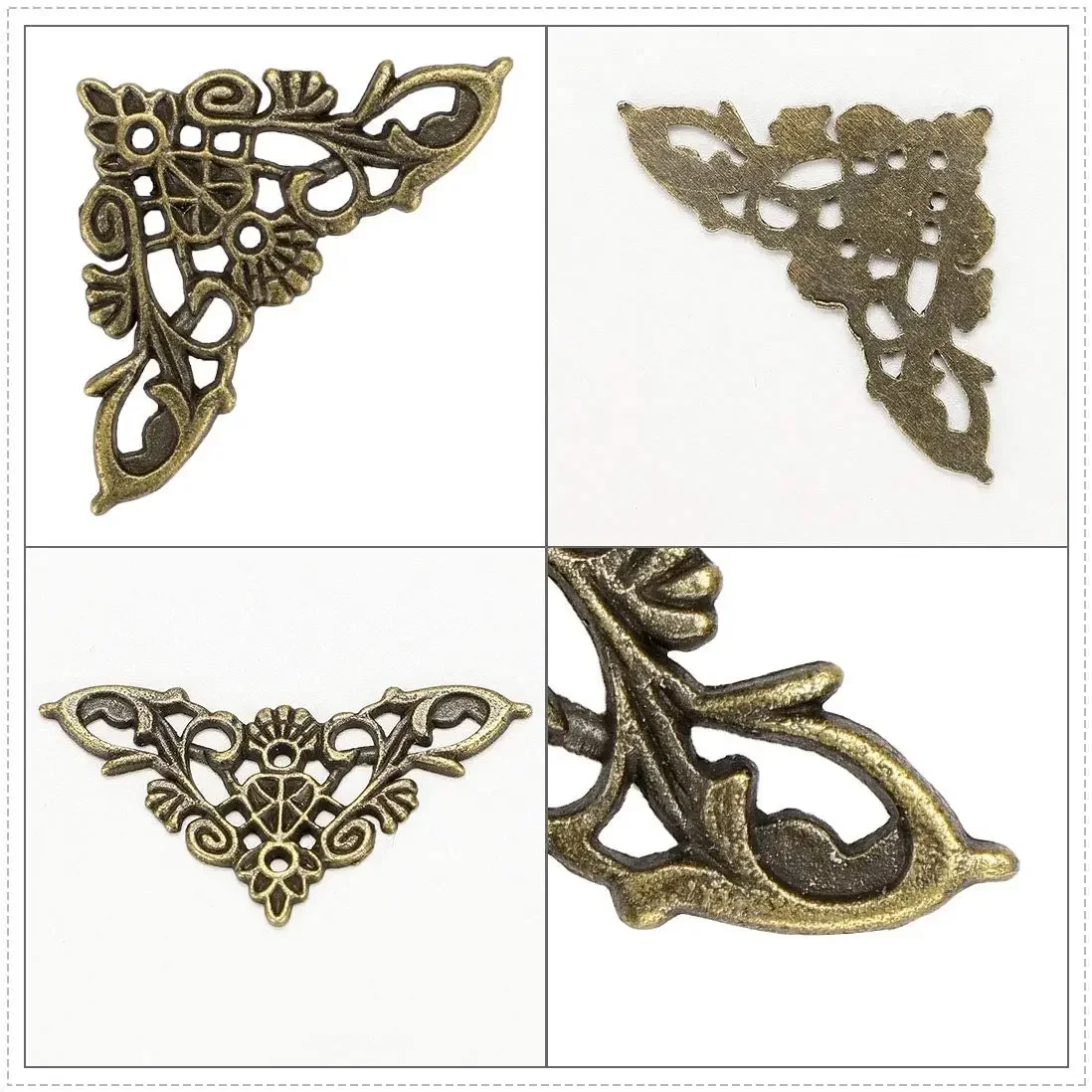 Furniture Hardware Angled Furniture Hardware Furniture Corner Protector Decorative Corner Cover Wood Box Feet Protector Metal Decorative Protectors 12pcs Antique Corner Vintage Box Corner Protector Vintage Desk Edge Cover Screw Book Album