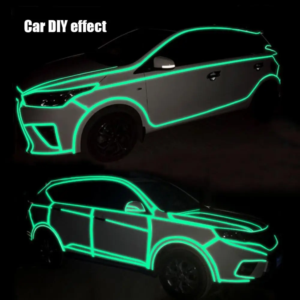 3/5/10PCS Car Reflective Sticker Durable Green Warning Ground Light Reflective Fluorescent Car Interior Accessories