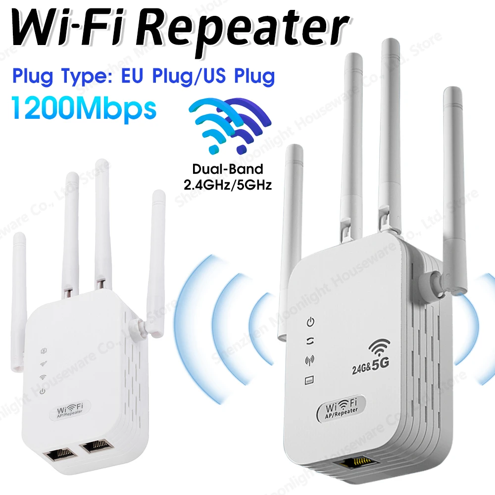 Répéteur WiFi double bande 2.4G 5G, Booster de Signal, extension WiFi, routeur Gigabit 802.11bgn avec prise WPS EU/US, Type amplificateur WiFi