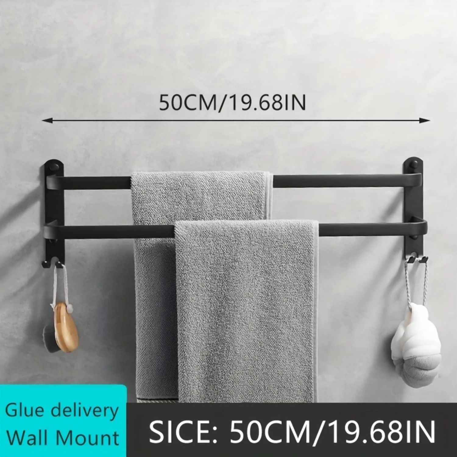 1pc Black Space Aluminum Towel , Towel Rack For Bathroom, Wall Mounted Holder, Bathroom Hanger, Bathroom Accessories
