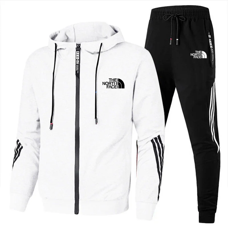 Men's Spring and Autumn Sports Set Slim Fit Brand Sportswear Cardigan Long Sleeve Quality Running Two Piece Set+Sports Pants