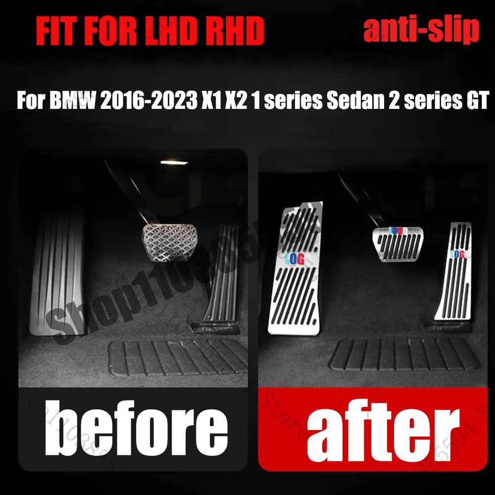 

For BMW 2016-2023 X1 X2 1 series Sedan 2 series GT Aluminum Car Foot Rest Pedal Accelerator Brake Pedals Cover Non-slip Pad