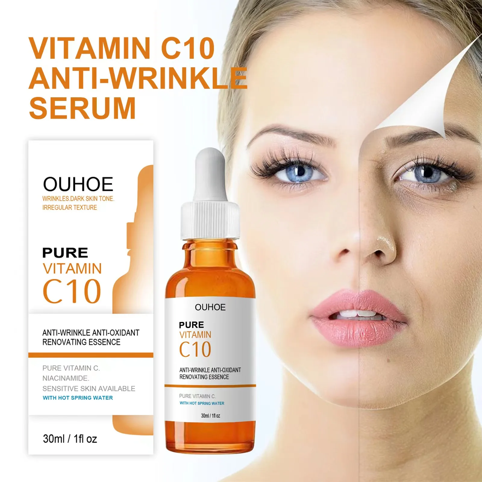 

Vitamin C Wrinkle Remover Face Serum Lifting Firming Fade Fine Lines Anti-aging Essence Whitening Brighten Nourish Skin Care