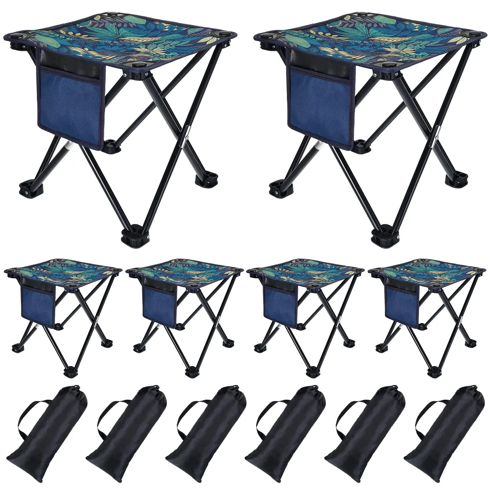 

6 Pack Camping Stool, 13-inch Portable Folding Chair with Carry Bag, Collapsible 400 lbs Compact Seat