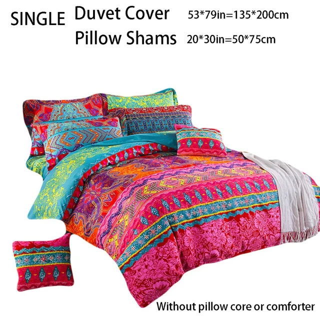 3-Piece Queen Duvet Cover Set - Boho Retro Black Geometric Pattern, Lightweight With Zipper & Corner Ties