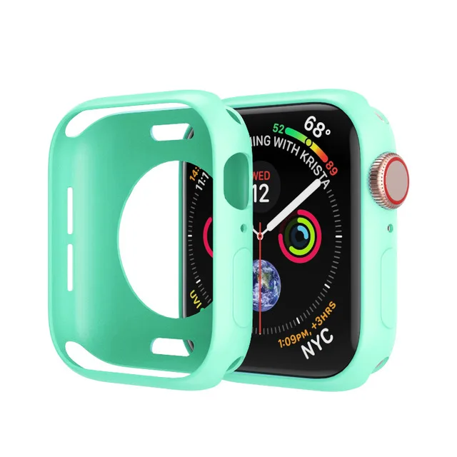 Candy Soft Silicone Case for Apple Watch 3 2 1 42MM 38MM Cover Protection Shell for iWatch 4 5 6 SE 40MM 44MM Watch Bumper 13 Spear Mint