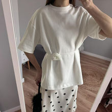 2025 Summer Basic Yellow White Flower T shirt Top