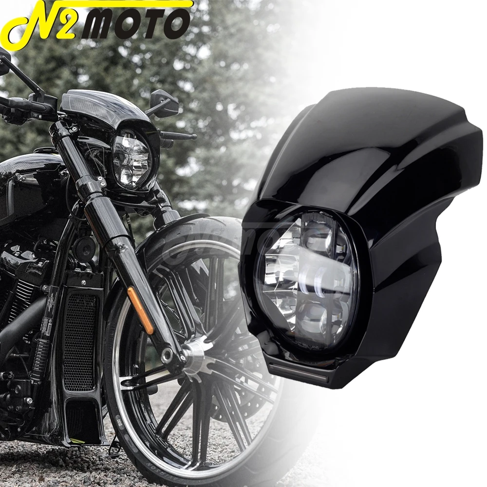 

Motorcycle Front Headlight Fairing Cover & High Low Beam LED Head Light For Harley Softail Breakout 114 FXBR FXBRS 2018-2022
