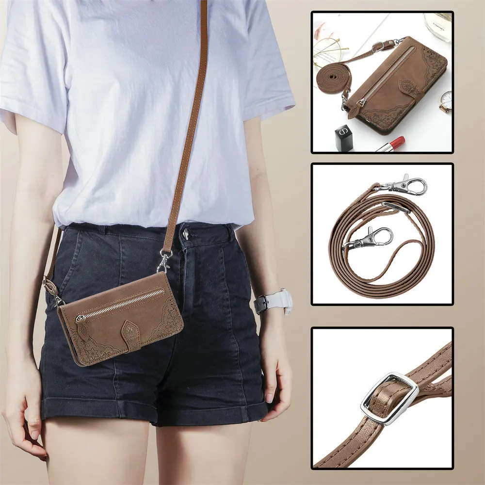 Leather Zipper Wallet Phone Case with 360-Degree Protection