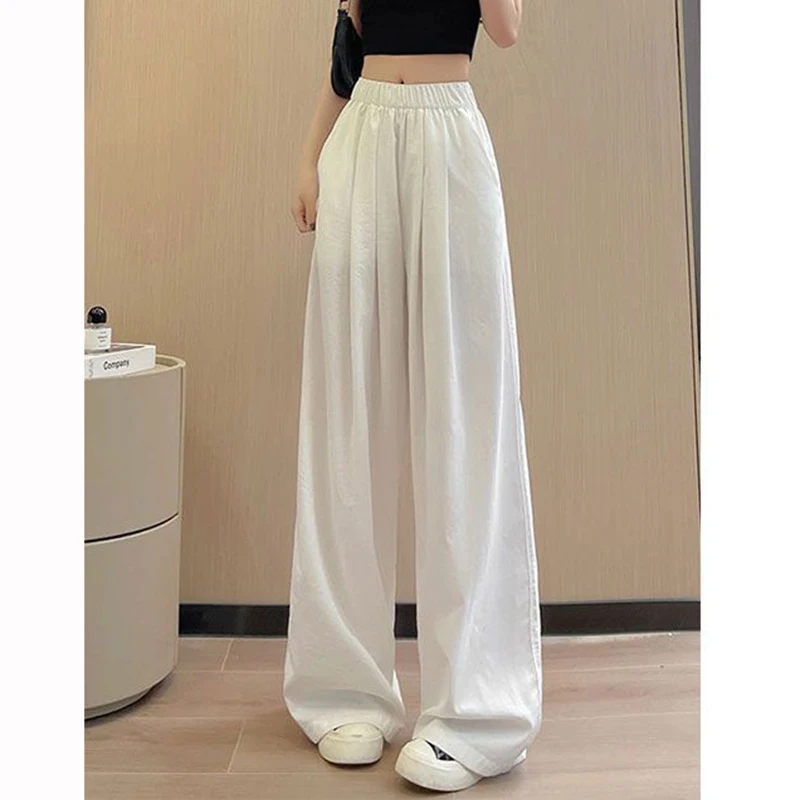 سروال حرير نسائي ساق عريضة مقاس كبير