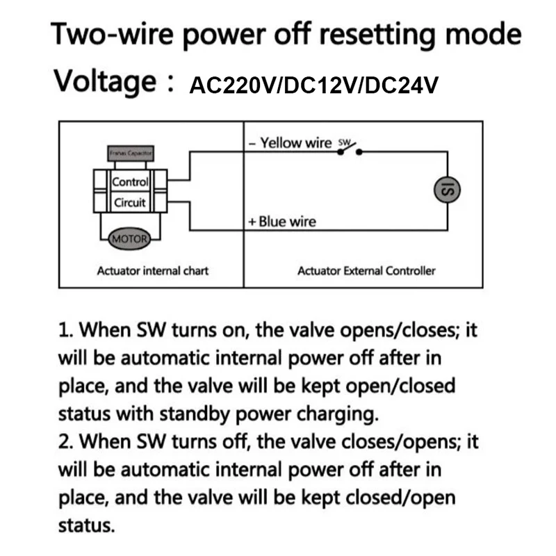 DN15-50 전동 볼 밸브 액추에이터 액세서리, 2 선 전원 차단 리셋, 전기 밸브 모터, 220V, 110V, 24V, 12V