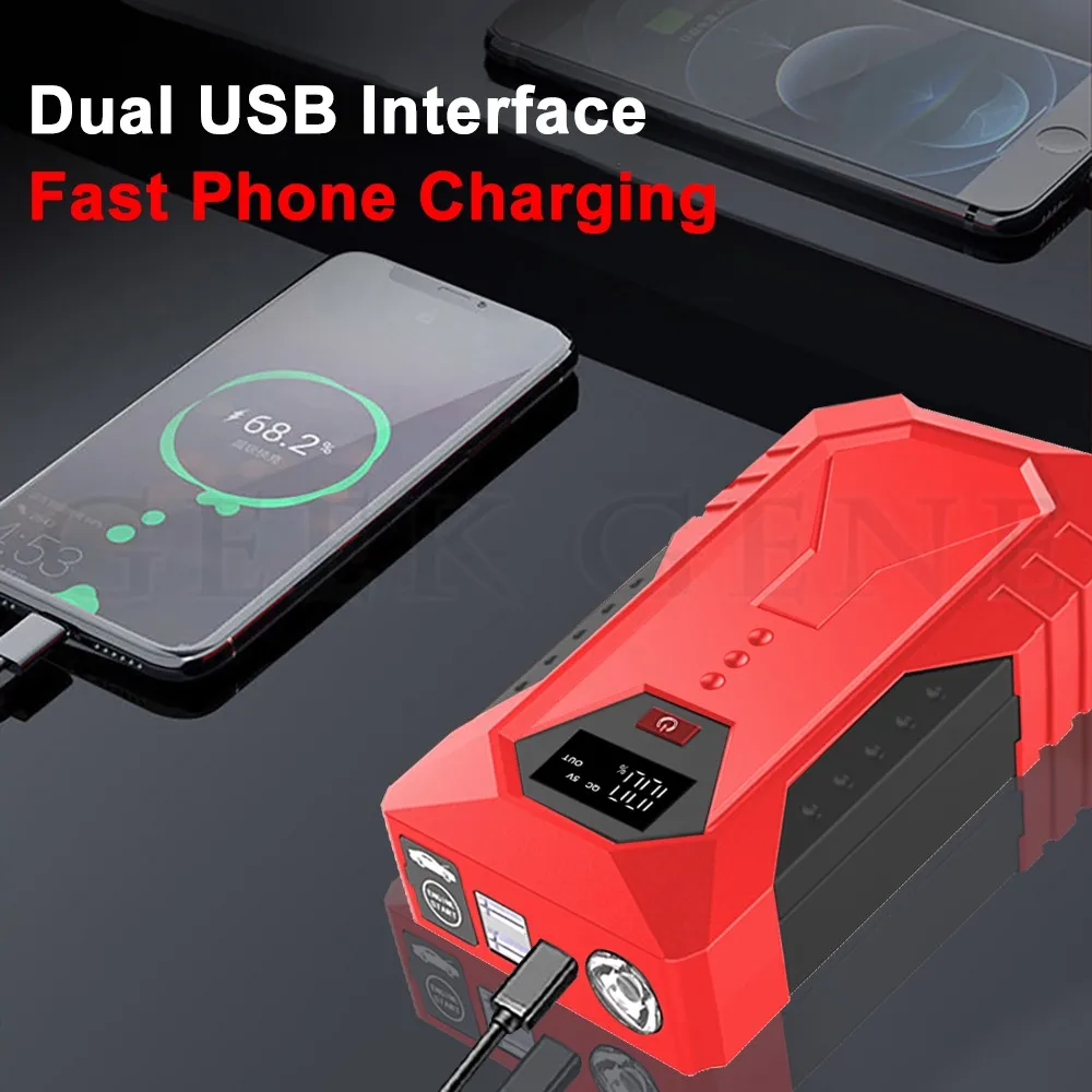GKFLY 18000mAh Car Jump Starter Portable Power Bank Car Battery Booster 12V Starting Device for Petrol Diesel 6.0L/4.0L