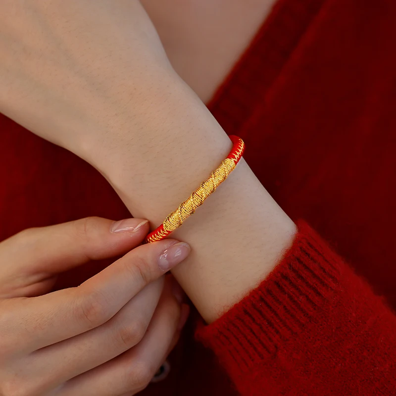 Zodiac Dragon Red Rope Bracelet Light Luxury Small Group of the Year of the Hand Bracelet Jewelry 2024 Dragon Rope New Year Gift