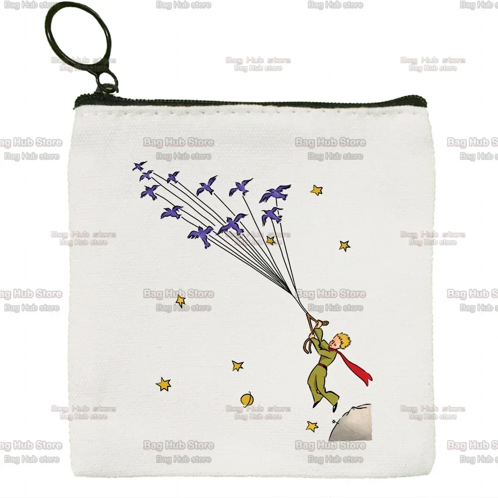 

Маленький принц, графический, Космический, в стиле Харадзюку, кавайная Холщовая Сумка На Молнии для монет, Женский мини-кошелек для монет, маленькая Портативная сумка для губной помады