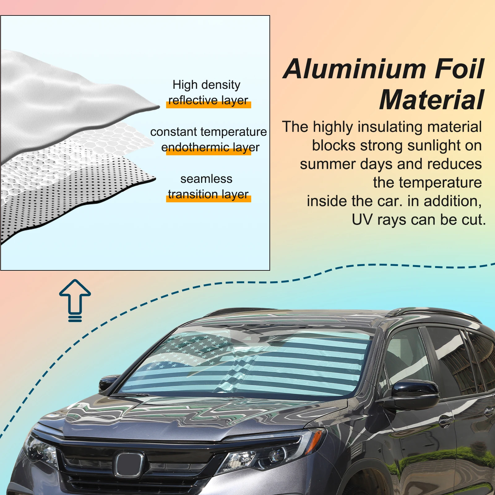 For Honda Pilot 2016- Silver Car Front Windshield Sunshade Sun Protection Visor Sunshade Car Accessories