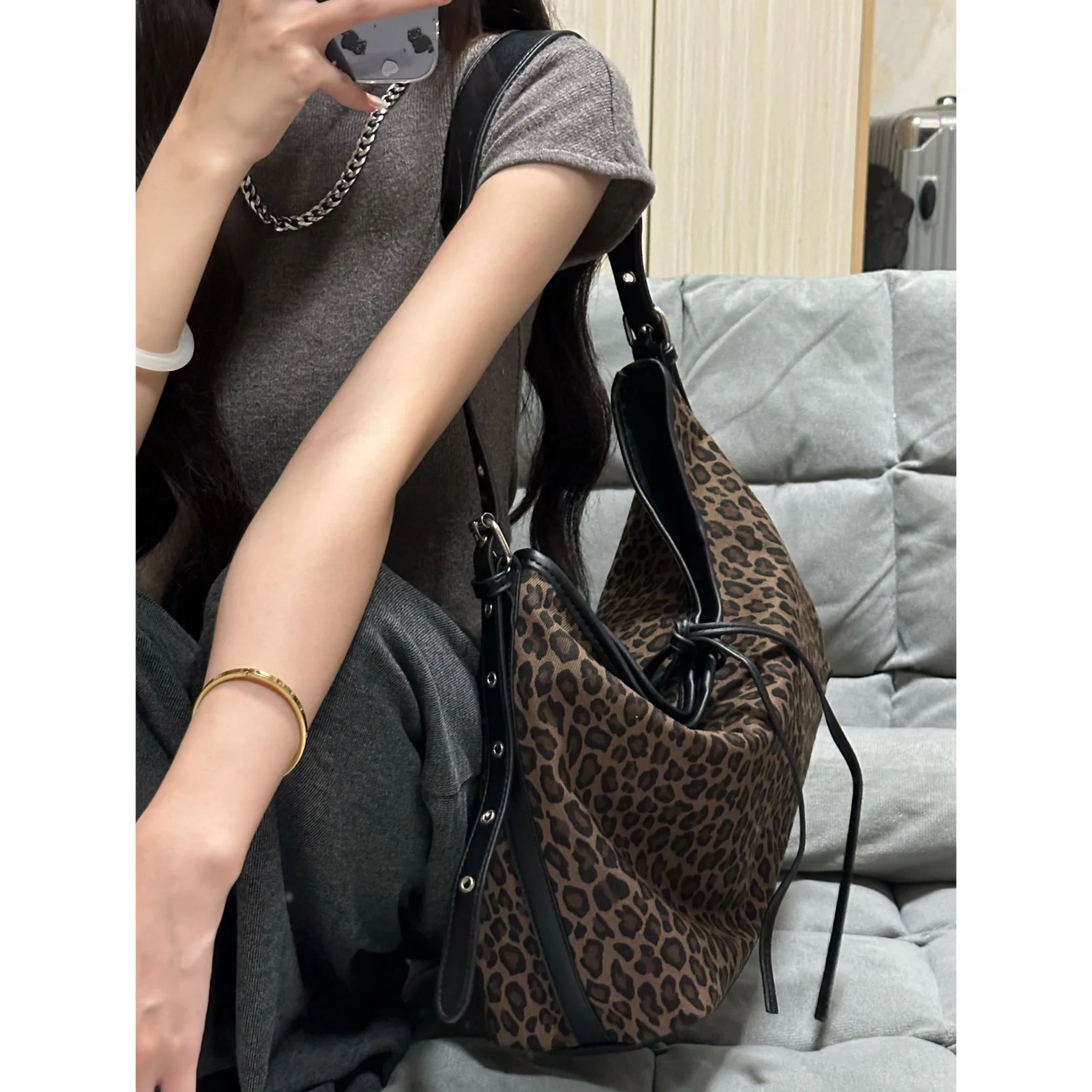 Leopard Print Tote Underarm Bags For Women Luxury Designer Handbag Purses 2025 New In Vintage Large Capacity Shoulder Crossbody