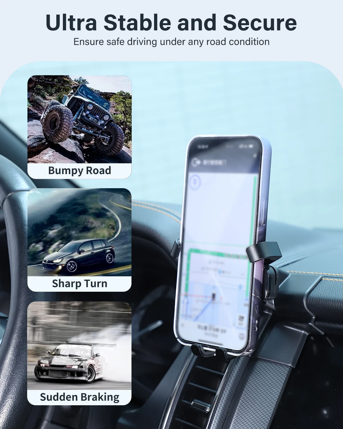 Car Phone Holder Mount For Ford Ranger 2015- Car Central Control Air Vent Cell Phone Holder 360-Degree Rotation