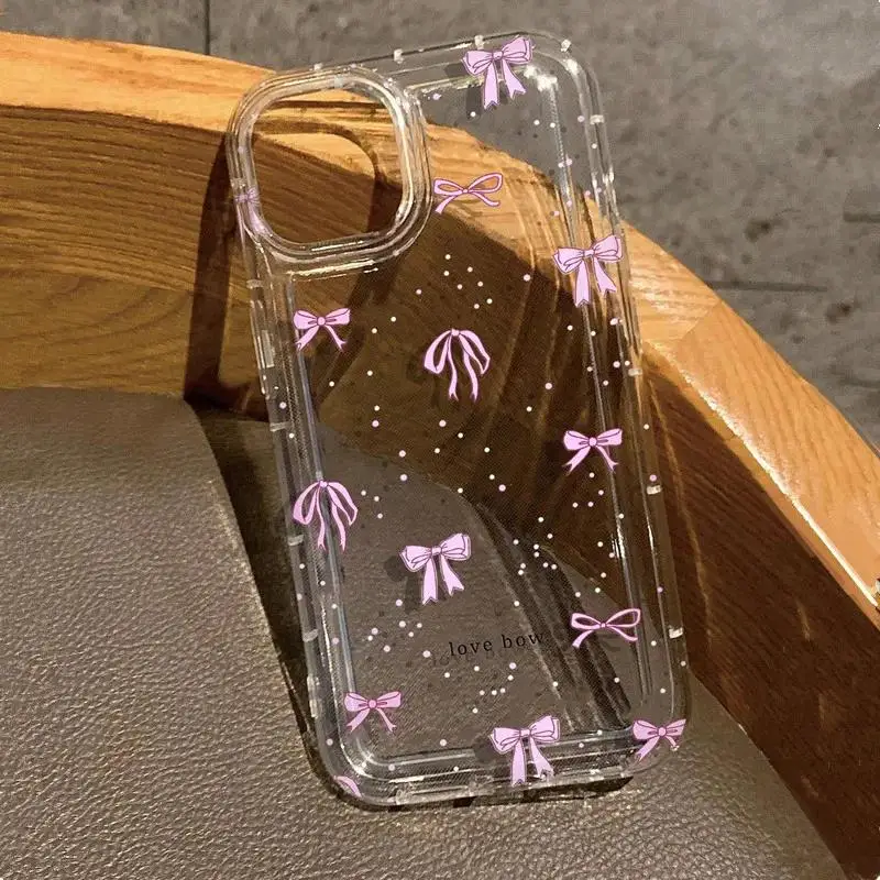 Adorable Pink Bow and Flower Print Clear Phone Case