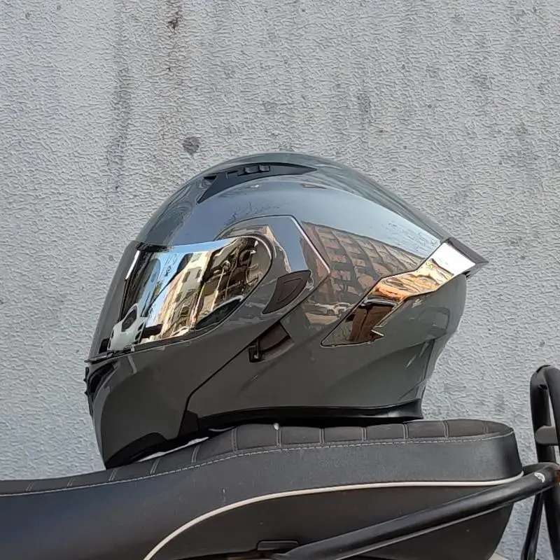 thumbnail image 1 of Casco de motocicleta ORZ, unisex, modular, abatible, de cara completa, para carreras, con viseras dobles, aprobado por DOT, 1 of 5