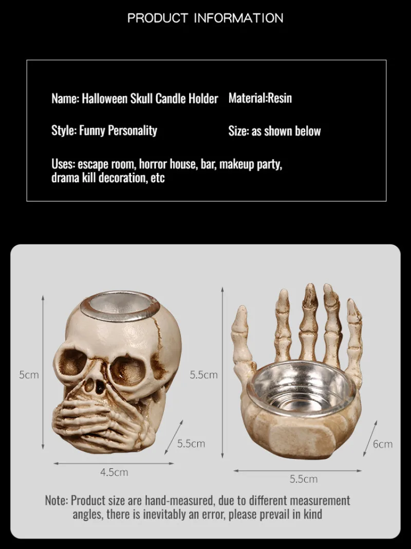 Horror Skull Candlesticks Escape Room Decorations Halloween Ghost Festival Movie and Drama Props