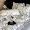 Luxury Digital Printing Flowers and Plants Bedding Set Lyocell Eucalyptus Fiber Soft Silky Duvet Cover Bed Sheet Pillowcase 4Pcs 4
