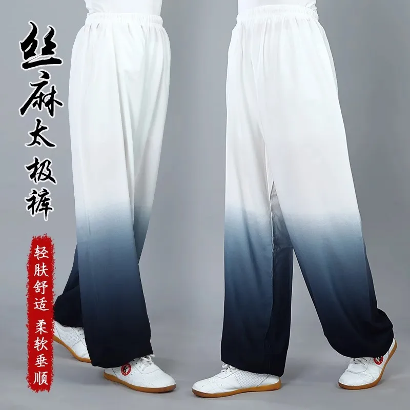 Spring And Summer Silk Thread Thin Tai Chi Pants Practice Gradient Bloomers Martial Arts Morning Exercise Clothing