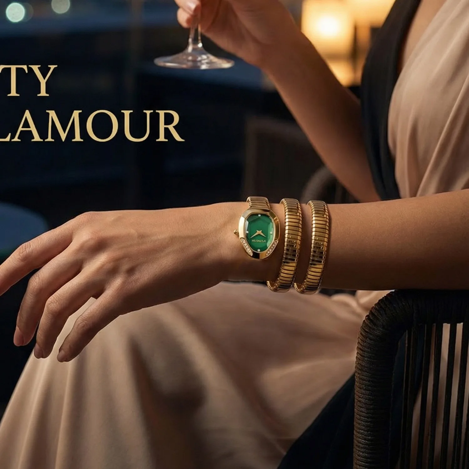 2026 high quality gold diamond set snake shaped dress watch bangle style fashionable unique brand same style women's wristwatch 2026 High Quality Gold Diamond Set Snake Shaped Dress Watch Bangle Style Fashionable Unique Brand Same Style Women's Wristwatch 4