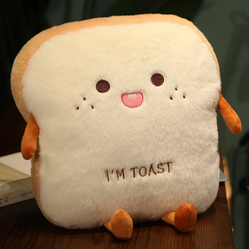 Plush Toast Pillow Cute Bread Stuffed Simulation Food Plushie Soft Warm Hand Pillow Cushion Home Decora Kids Toy Birthday Gift 5