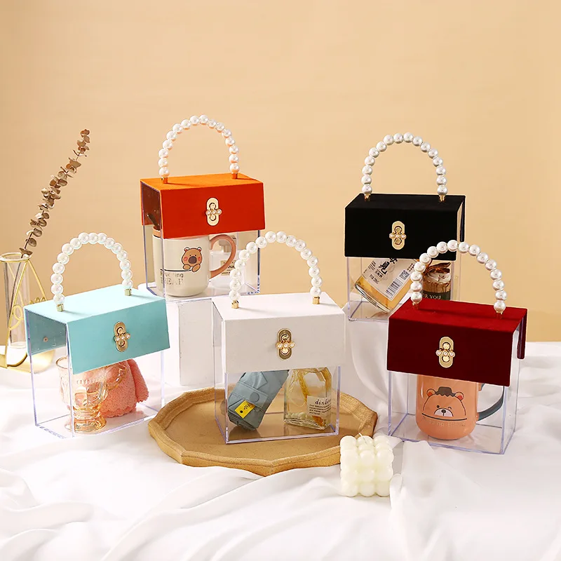 Luxury Acrylic Wedding Accompaniment Organizer Creative Handbag Cosmetic Organizer Holiday Gift Packaging Reuse Gift Boxes 4
