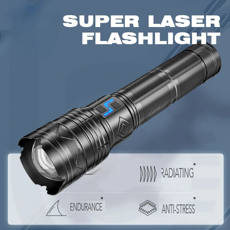 

Super Bright Long Range Powerful LED Flashlight Type-C USB Rechargeable 24000mAh/11200mAh Torch Light High 100W Zoomable Outdoor