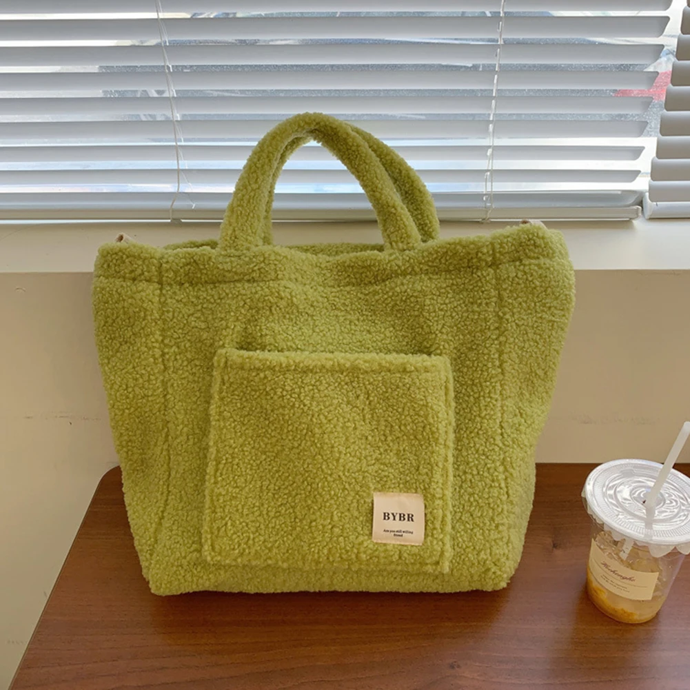 Winter Messenger Handbag Soft Plush Fleece Shoulder Bag Large Capacity Tote Shopping Bag Lamb Down Travel Street Ladies Hand Bag