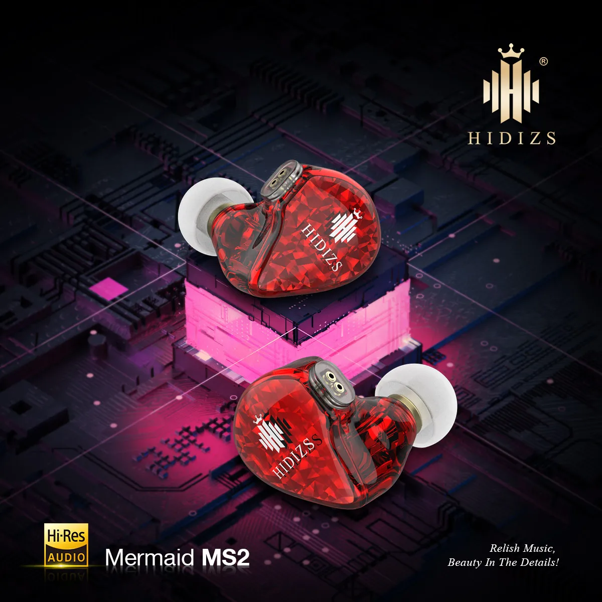 Hidizs Mermaid MS2 In Ear Wired HiFi IEM Earphone Dynamic Hybrid Dual Driver 1Knowles BA+1DD