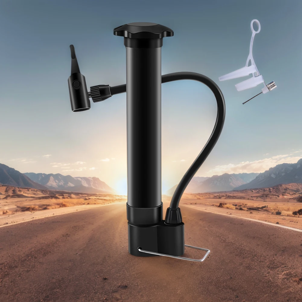 80PSI Bike Manual Air Pump Schrader Valve Bicycle Floor Pump Lightweight Balloon Tire Inflator for Road Mountain Bikes Balls