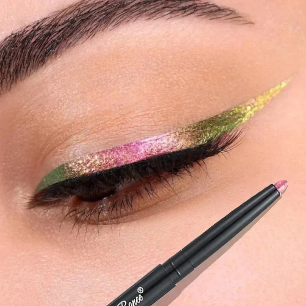 Stylo Eyeliner aurore à paillettes, multi-cromé, fard à paupières métallique brillant durable, couché, ver à soie, vert, violet, Pigment de maquillage 2