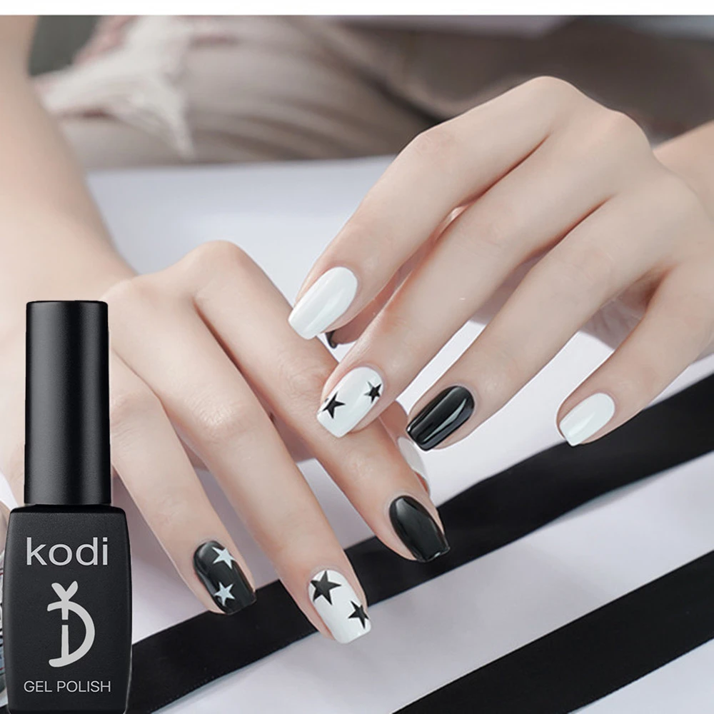 Idee Ongle Gel Noir Et Blanc Kodi – Gel De Peinture À Ongles Uv Blanc Noir, Laque À Tremper Pour Nail  Art B005 B006 Led, Couleur Chair - Gel Ongles - AliExpress