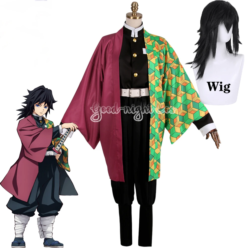 

Anime Tomioka Giyuu Cosplay Costume Wig Coat pants Japanese Uniforms Halloween Party Tomioka Giyuu Role Play