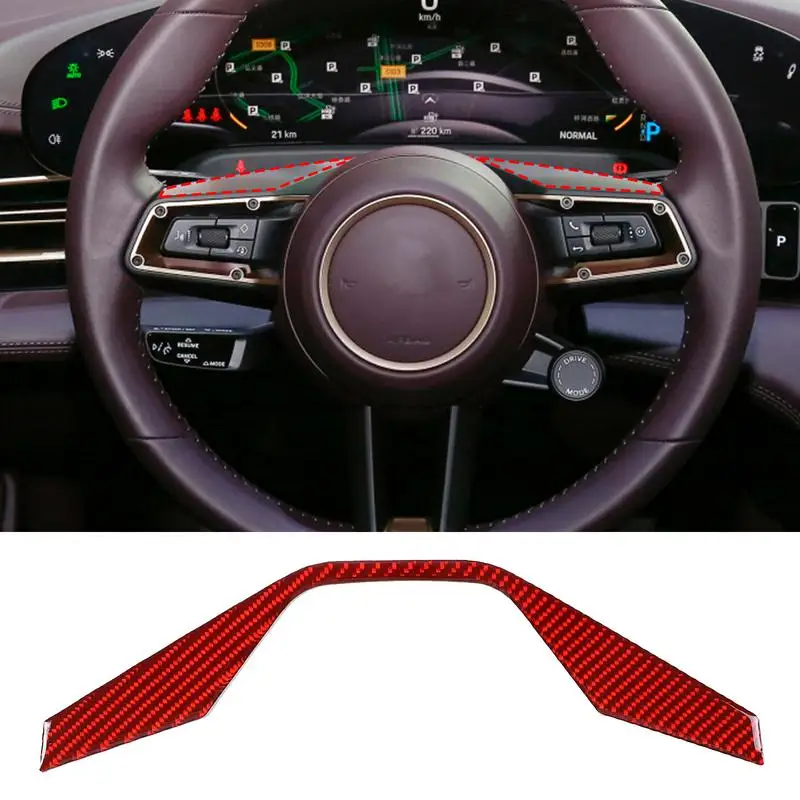 

For Porsche Taycan 2019 2020 2021 2022 Soft Carbon Fiber Car Steering Wheel Decoration Stickers car Accessories