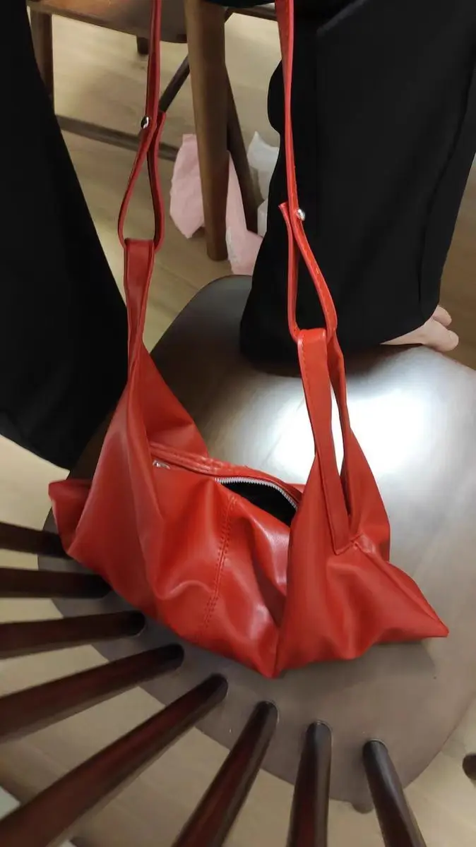 JIAERDI Vintage Red Crossbody Bags Wallet Women Retro Soft Leather Casual Messenger Bags Ladies Y2k Hobos Bags Handbag Aesthetic