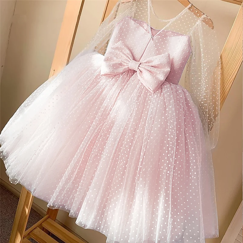 Vestido de princesa para niñas, tutú de fiesta de boda elegante, vestido de noche para dama honor, ropa de tul de lunares, vestidos para niños| | - AliExpress